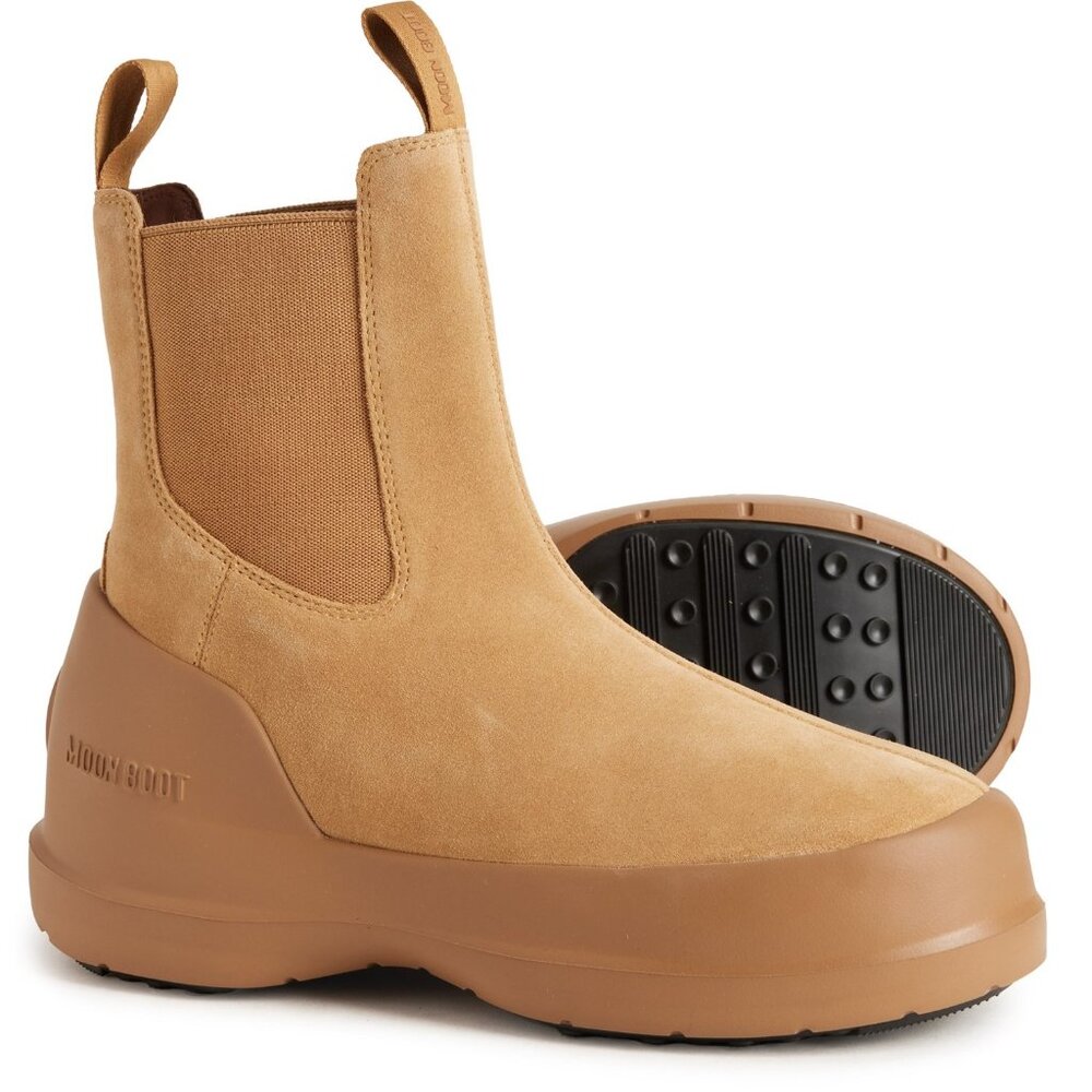 NEW MOON BOOTS Luna Chelsea Boots - Suede in tan unisex 1025 13s7 - Picture 2 of 10